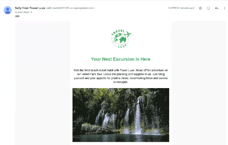 A Playable video playing inside an email in the inbox