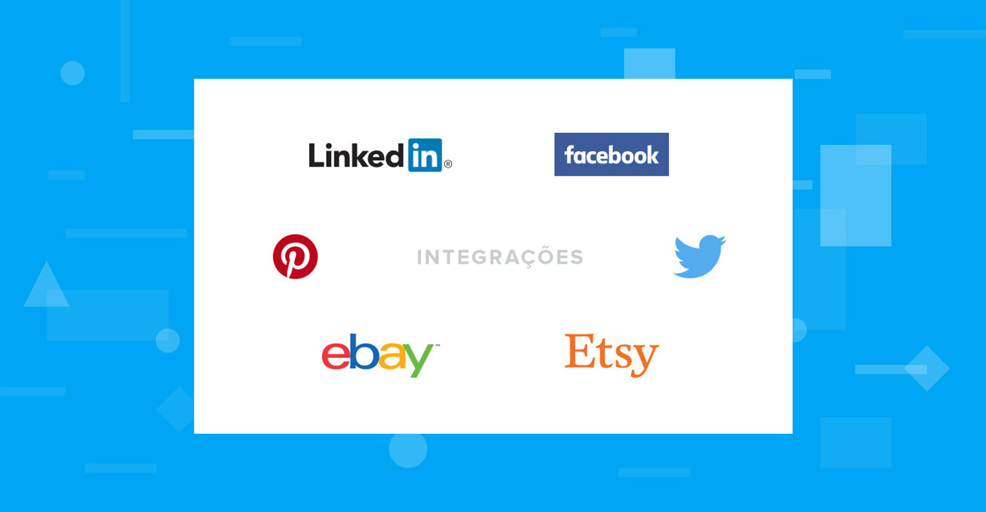 Novas integrações por templates: eBay, Etsy, LinkedIn, Twitter, Pinterest, Facebook Eventos