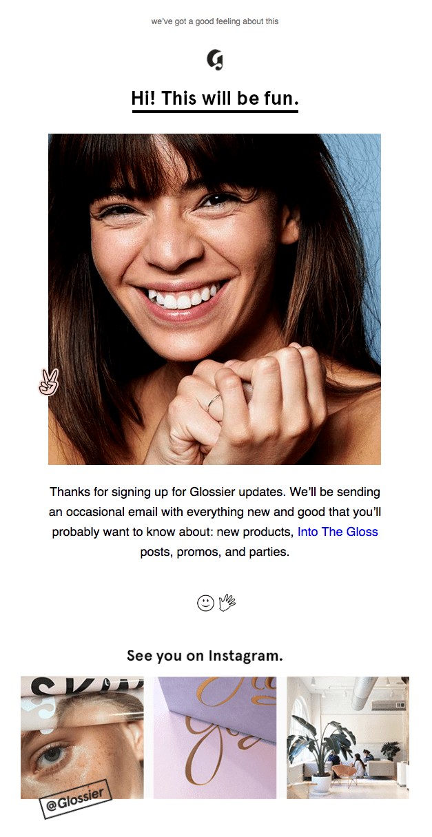 Glossier Welcome Email