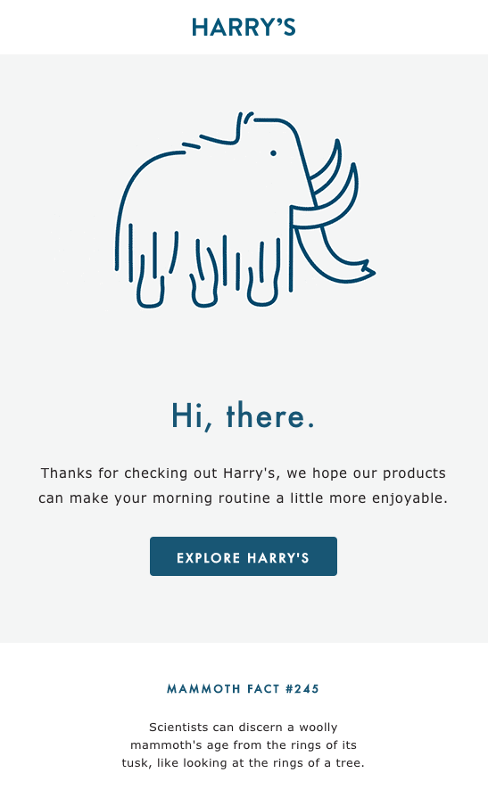 Harry's Welcome Email