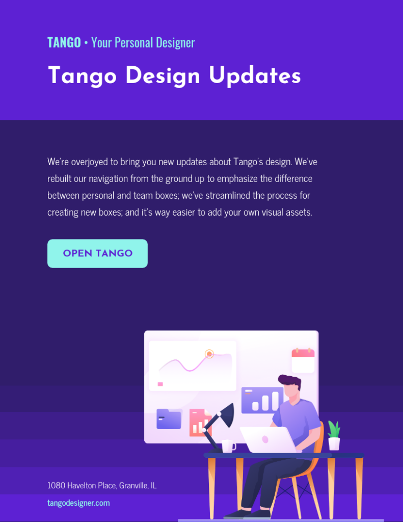 exemplo de newsletter com infográficos da tango