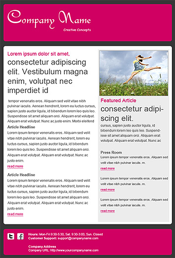 benchmark email email template newsletter pink header footer