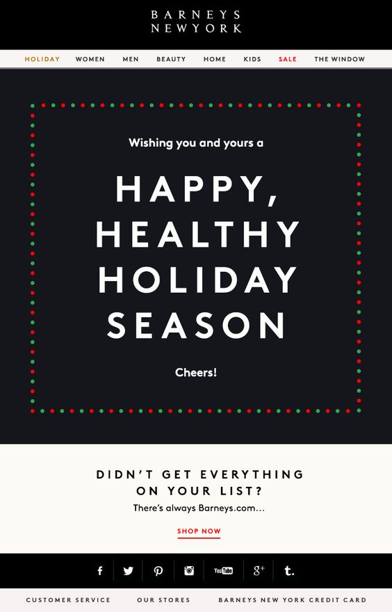 Barneys New York holiday email marketing
