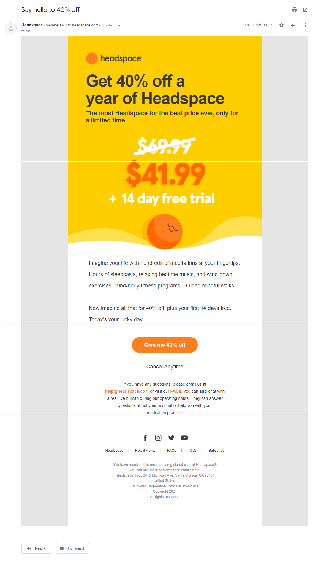 Ejemplo buen diseño campaña de email marketing