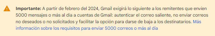 alerta sobre nuevas medidas de gmail para envios masivos