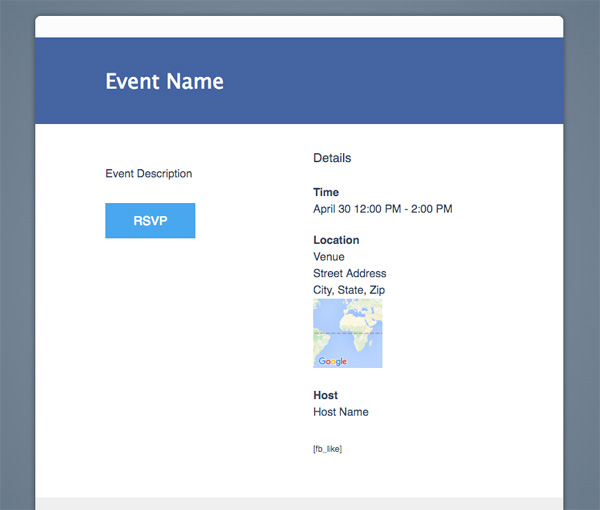 Facebook Events template integration