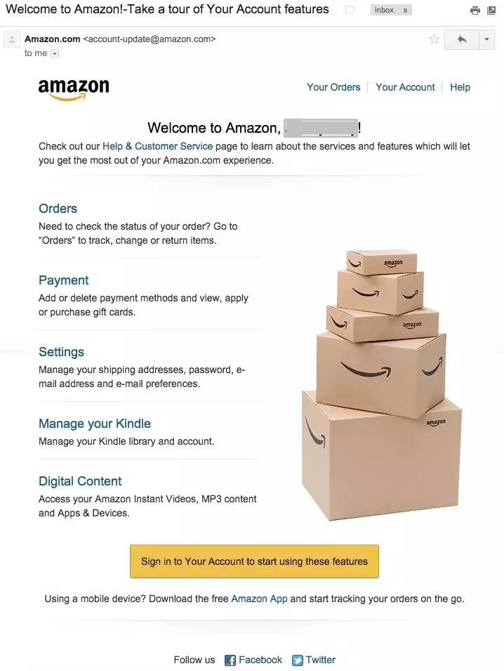 exemple emailing Amazon