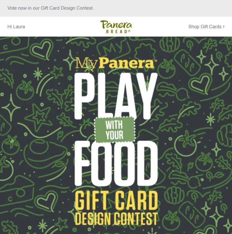 email personalization exemple Panera