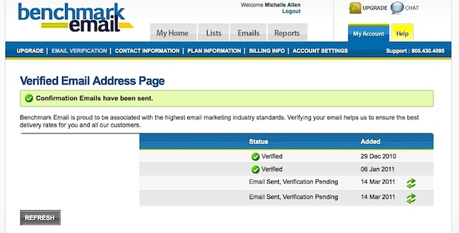 benchmark support update why do i need to verify my email