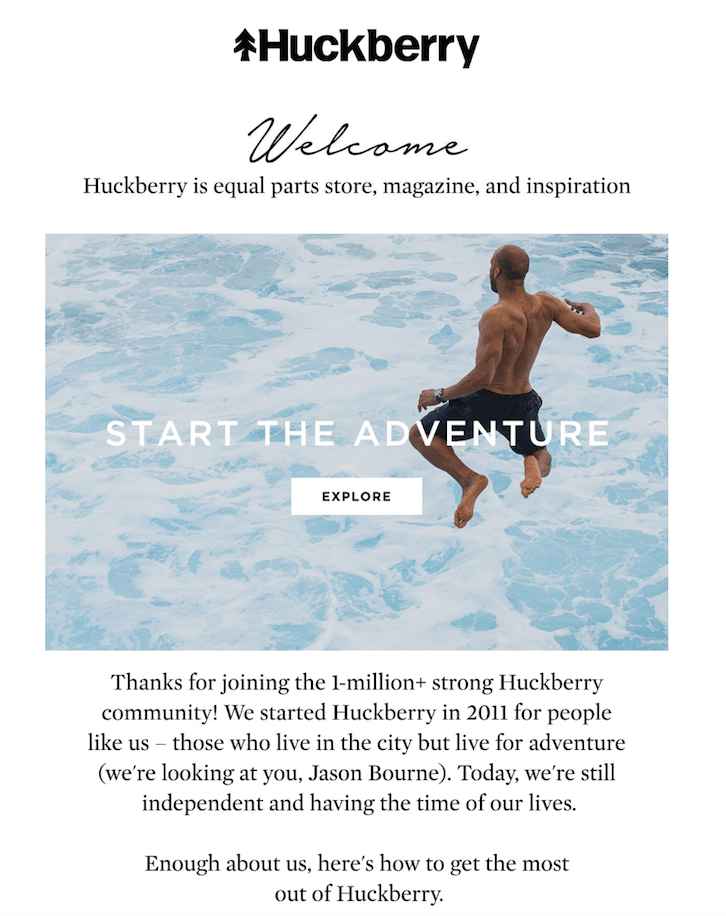 Huckberry welcome email campaign