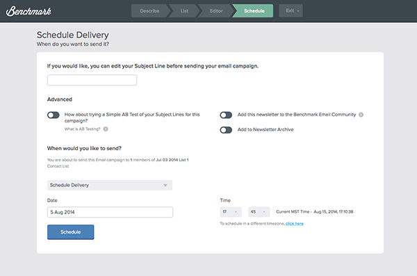 Email Schedule Delivery Page Redesigned