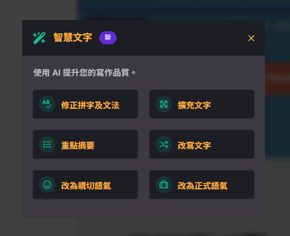智慧文字選項