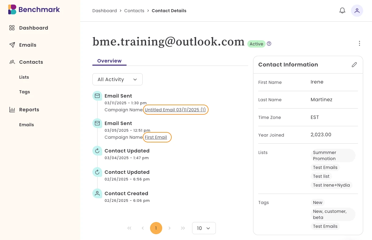Constant Contact lets you build automation paths from scratch by selecting one of the triggering activities to start: order placed, subscribers for email, added to specific list, anniversary, birthday, abandoned cart, added to specific segment, order fulfilled, reengage contacts, contact tag added, and clicks the email links.