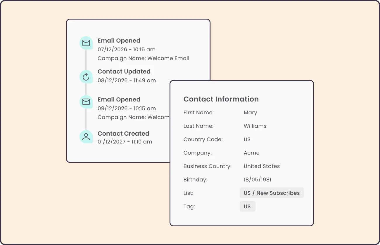 Benchmark Email contact insights and details