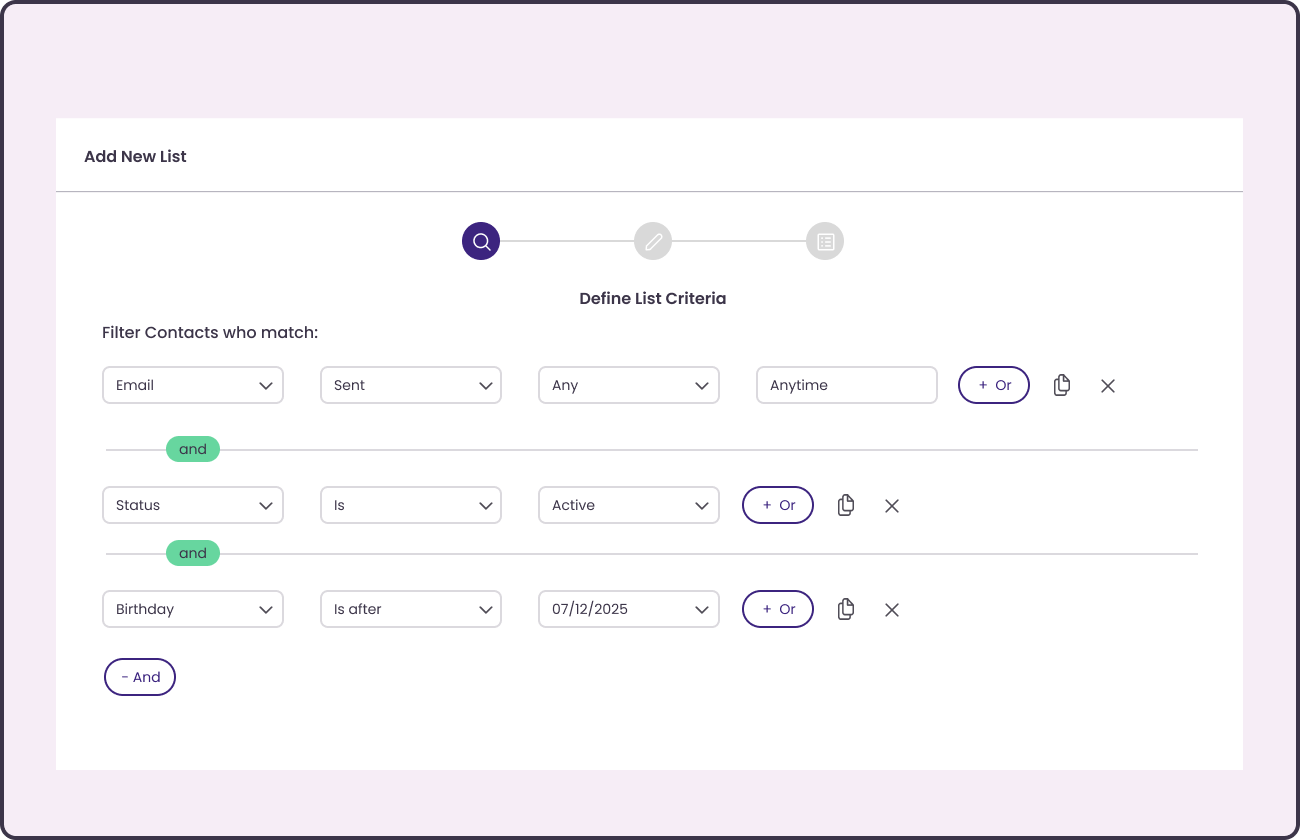 A smartly segmented Benchmark Email contact list