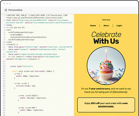 Benchmark HTML email editor