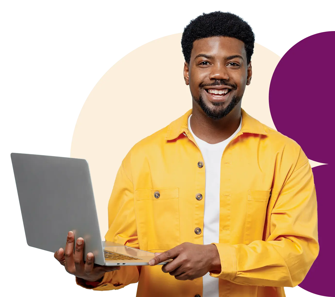 A marketer using Benchmark Email on a laptop
