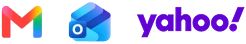 Gmail, Outlook, and Yahoo