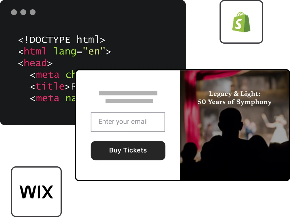 Signup form embed code for popular website platforms