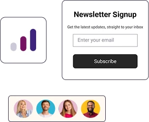 A hosted newsletter signup page connected to subscriber analytics