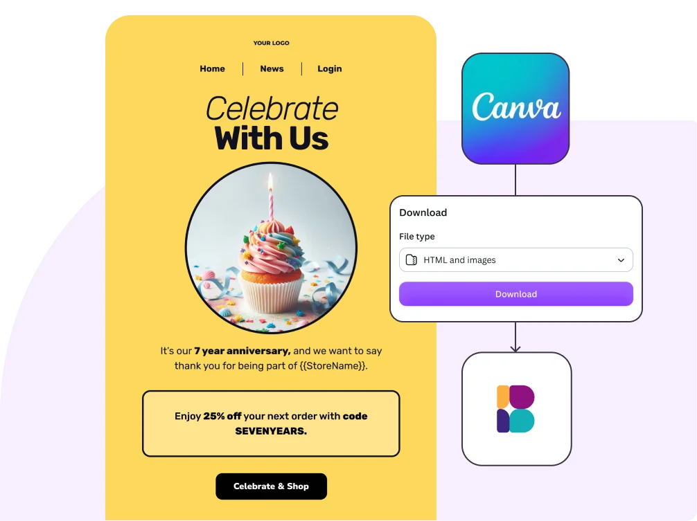 A Canva email design imported into Benchmark