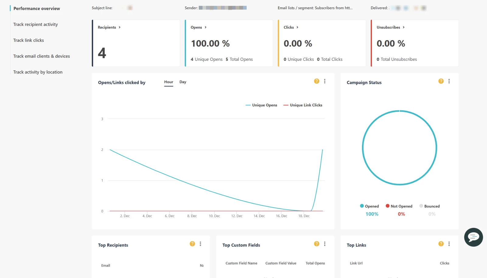 Moosend offers data-rich insights with custom reporting tools.: product interface