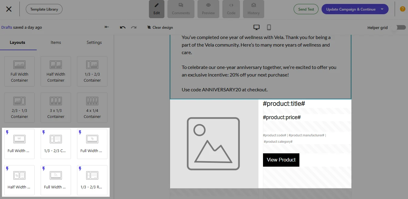 Moosend offers a drag-and-drop builder focused on personalization and team collaboration.: product interface