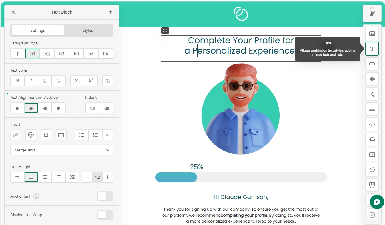 tinyEmail offers a huge template library and a brand kit feature for faster, on-brand email creation.: product interface