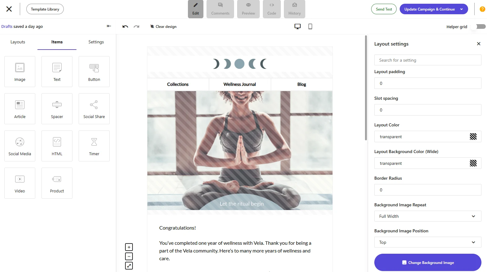Moosend offers a drag-and-drop builder focused on personalization and team collaboration.: product interface