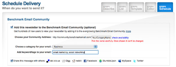 The Benchmark Email Community and Social Network Tools