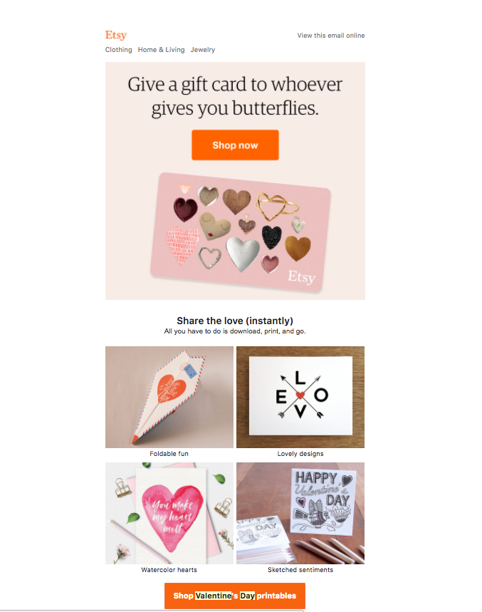Etsy Valentine's Day email