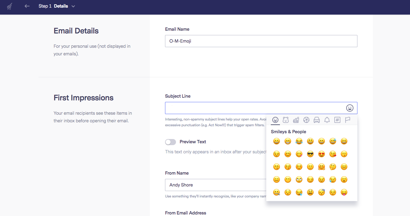 Benchmark Email Emoji Picker