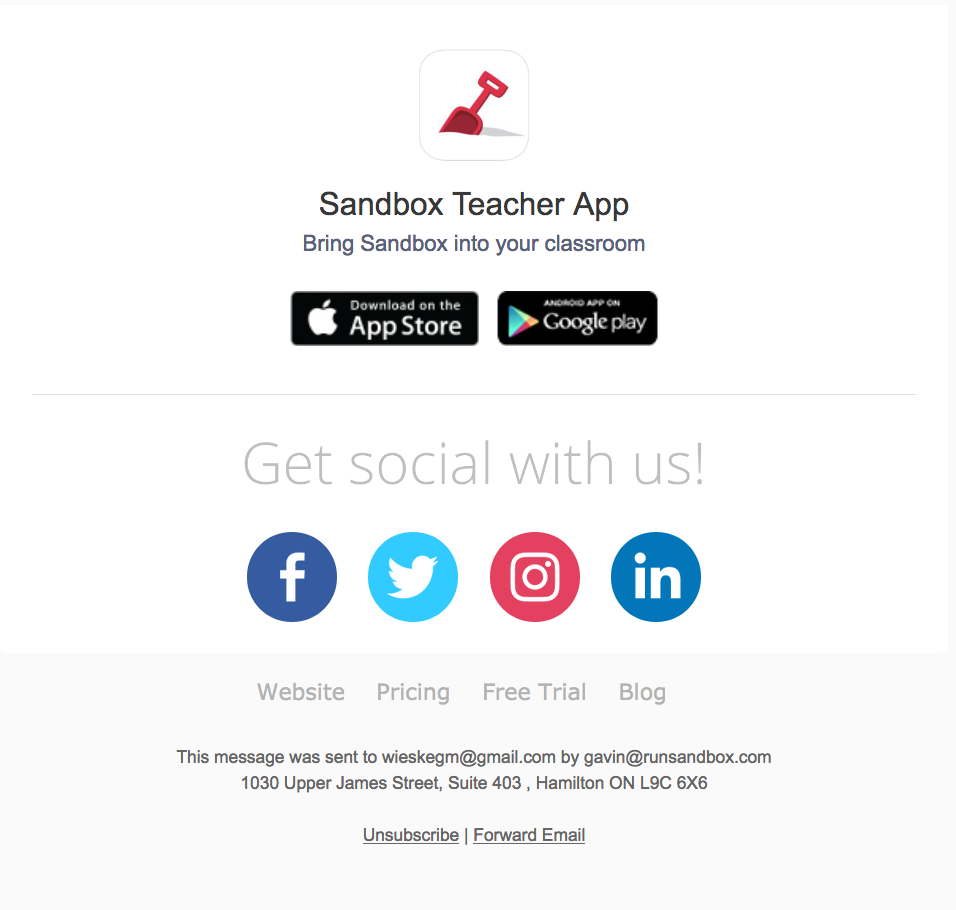 Sandbox Software email footer