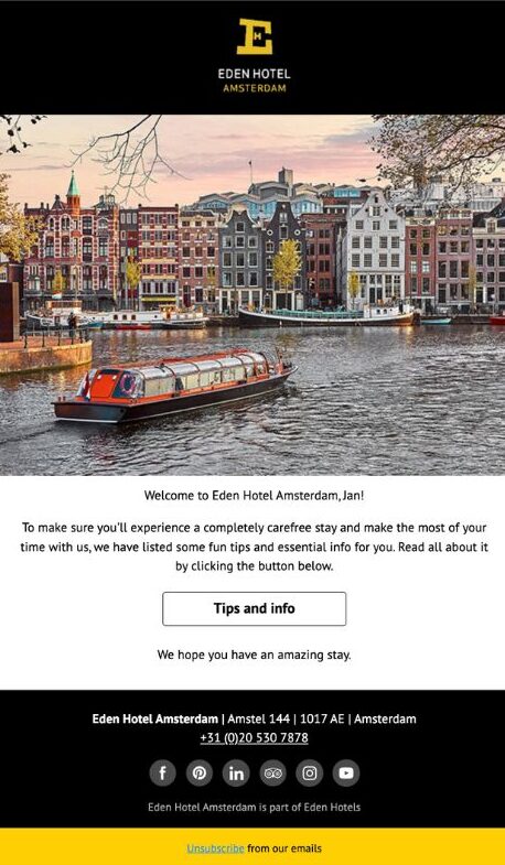 welcome email hotel Source: Revinate.com