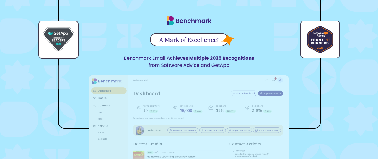 A Mark of Excellence: Benchmark Email Achieves Multiple 2025 Recognitions from Software Advice and GetApp