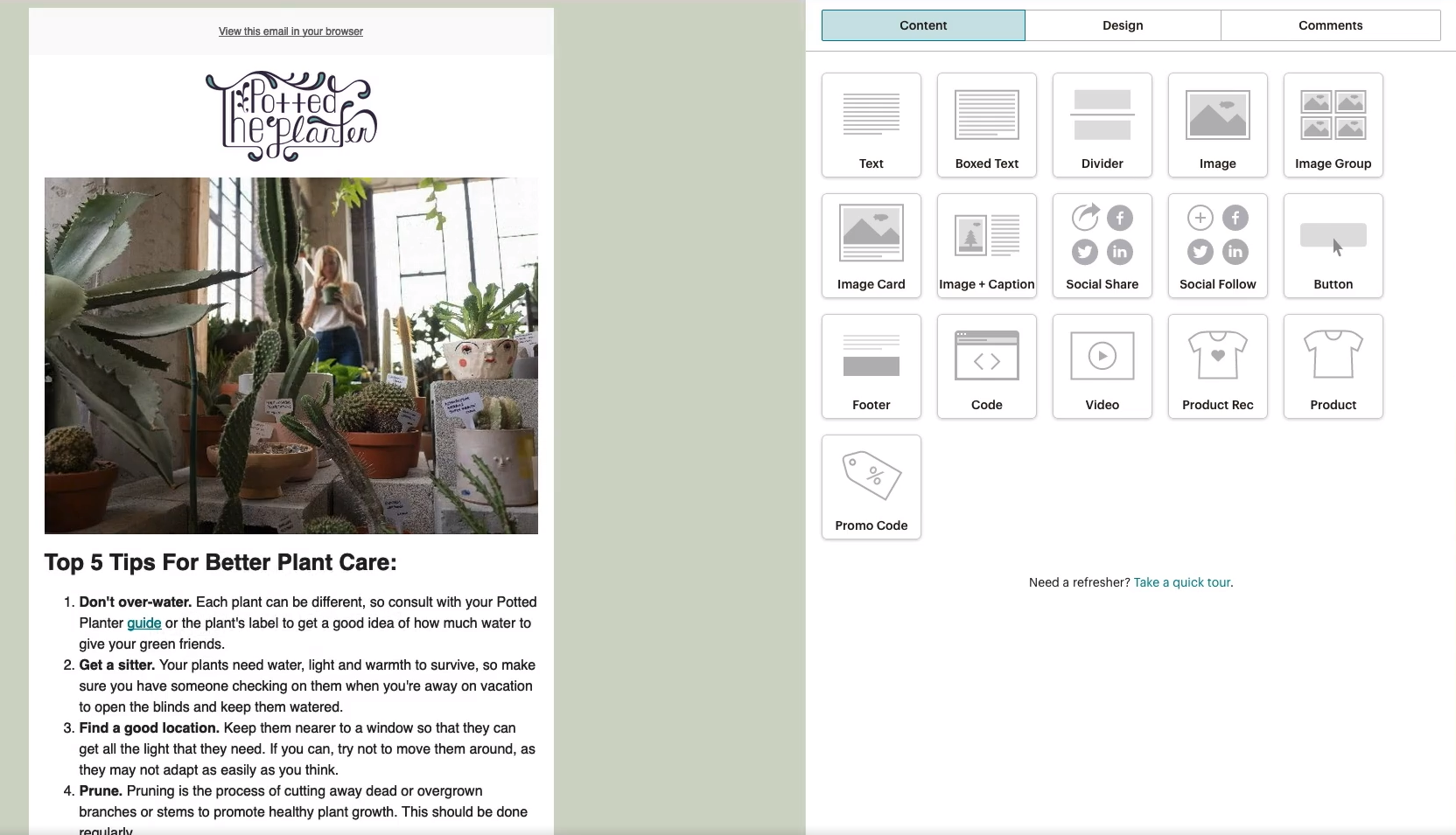 Constant Contact lets you build automation paths from scratch by selecting one of the triggering activities to start: order placed, subscribers for email, added to specific list, anniversary, birthday, abandoned cart, added to specific segment, order fulfilled, reengage contacts, contact tag added, and clicks the email links.